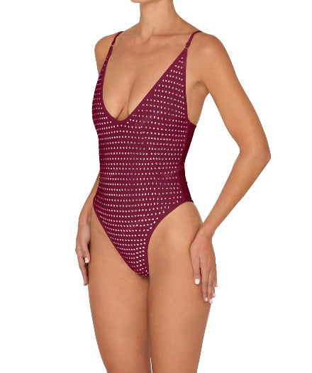 Studded One Piece - Burgundy
