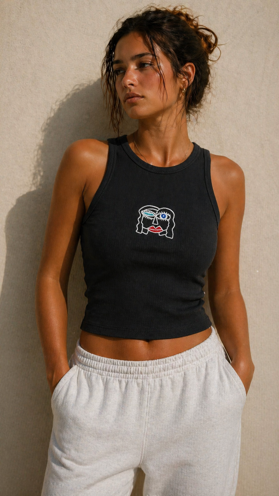 Face tank top - Black