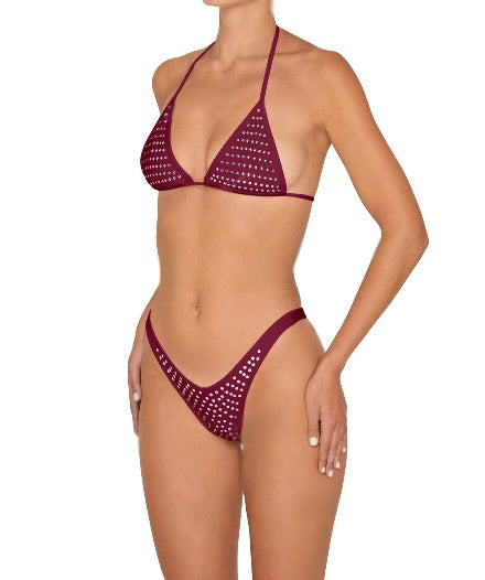 Metal Stud Triangle Set - Burgundy